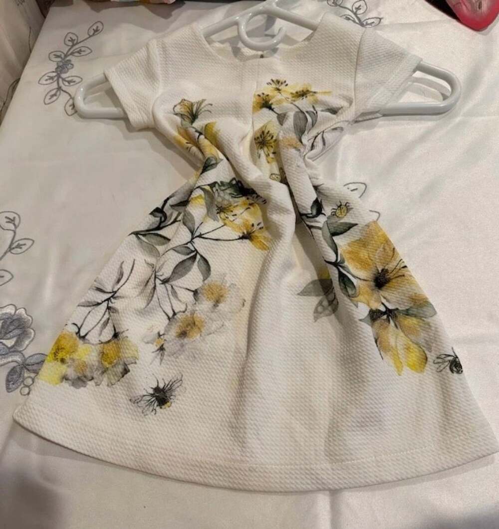 Next Girls Floral Print A-Line Dress Size 3 yrs White